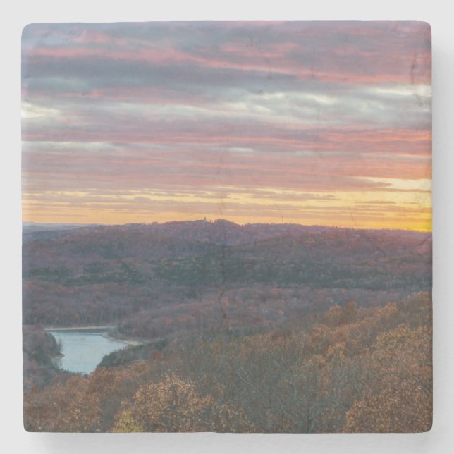 Ozark Mountains Autumn Sunset Stone Coaster (Front)