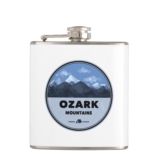 Ozark Mountains Camping Hip Flask (Front)