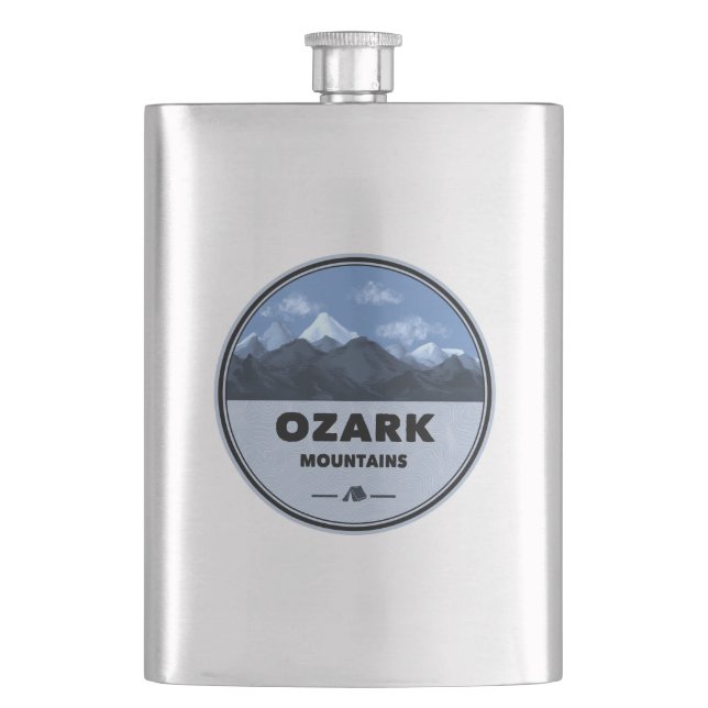 Ozark Mountains Camping Hip Flask (Front)