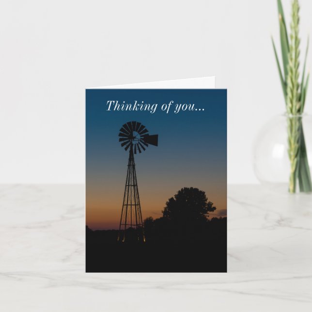 Ozark Sunset Windmill Thinking Of You Card (Front)