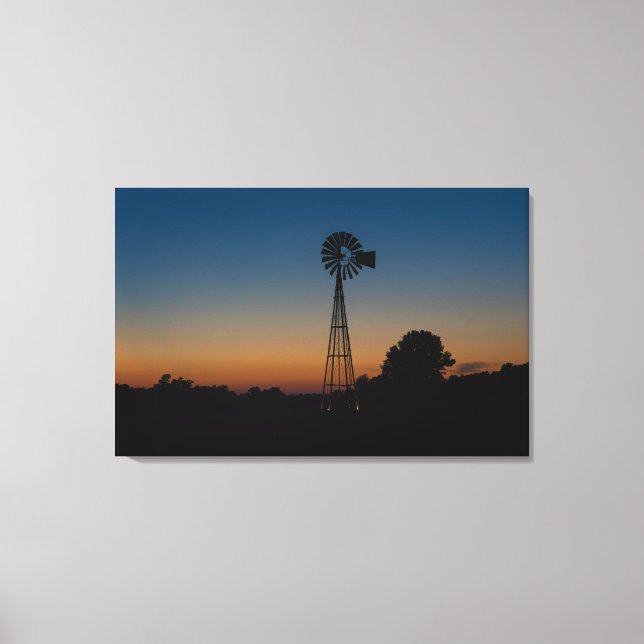Ozark Windmill Sunset Canvas Print (Front)