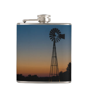 Ozark Windmill Sunset Hip Flask