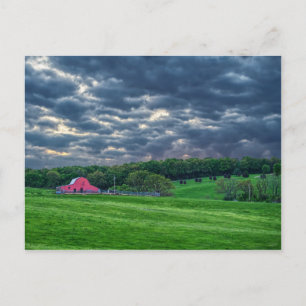 Ozarks Cloudy Farm Sunset Postcard
