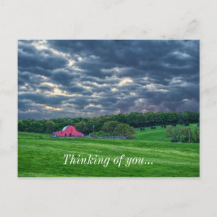 Ozarks Cloudy Farm Sunset Thinking Of You Postcard