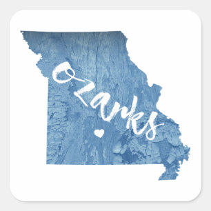 Ozarks, Missouri Wood Grain Square Sticker