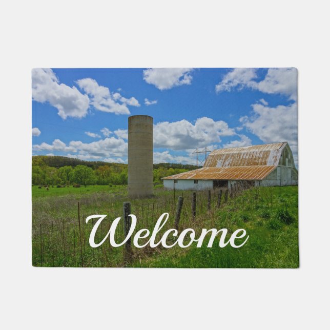 Ozarks Old Barn and Silo Welcome Doormat (Front)