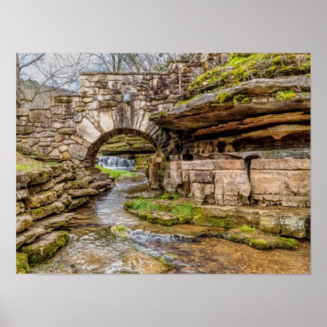 Ozarks Waterfall Under Bridge Poster (Front)