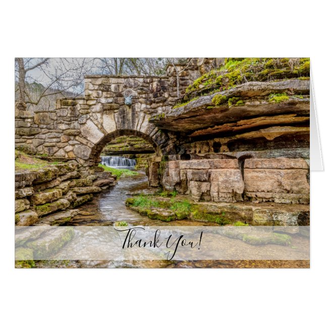Ozarks Waterfall Under Bridge Thank You Card (Front Horizontal)