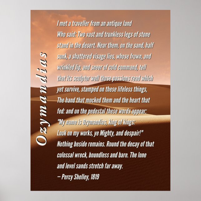 Ozymandias Poem by Percy Shelley, 1819  Poster (Front)