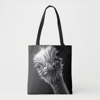 Ozzie Ostrich Black and White Tote Bag