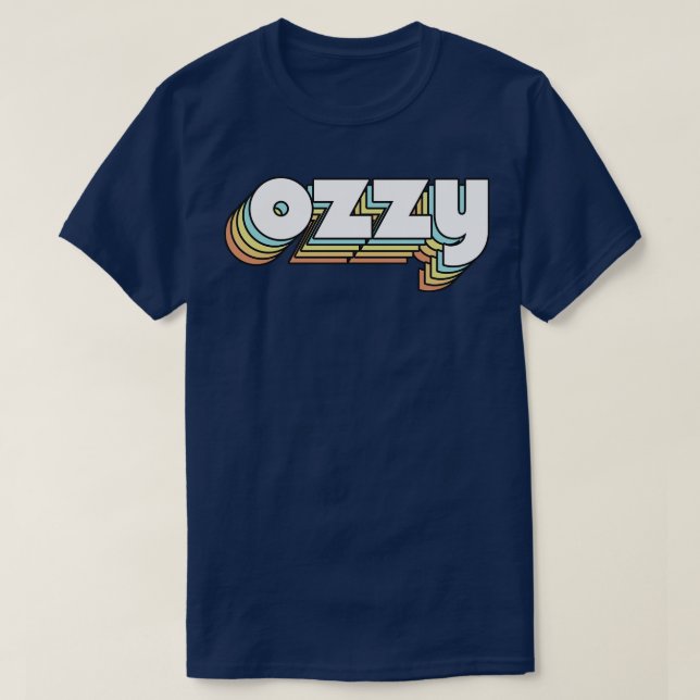 Ozzy Retro Rainbow Typography Faded Style T-Shirt (Design Front)