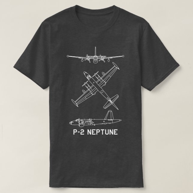 P2 Neptune American Antisubmarine Warfare Aircraft T-Shirt (Design Front)