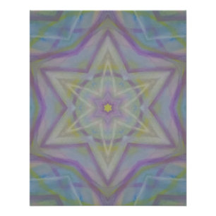 P32C Unique Colourful Abstract Star Mandala  Poster
