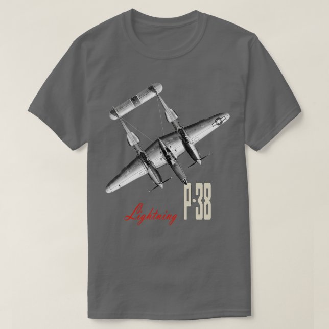 P38 Lightning WW2 fighter aircraft aeroplane T-Shirt (Design Front)