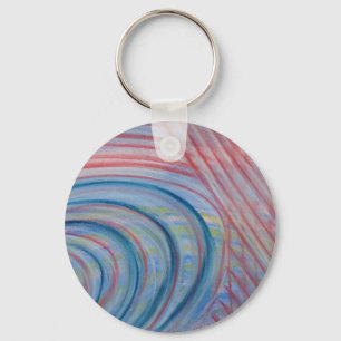P43 Blue Red Yellow Colourful Abstract Art Key Ring