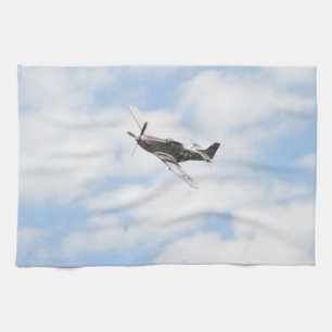 P51 Mustang In Flight Tea Towel