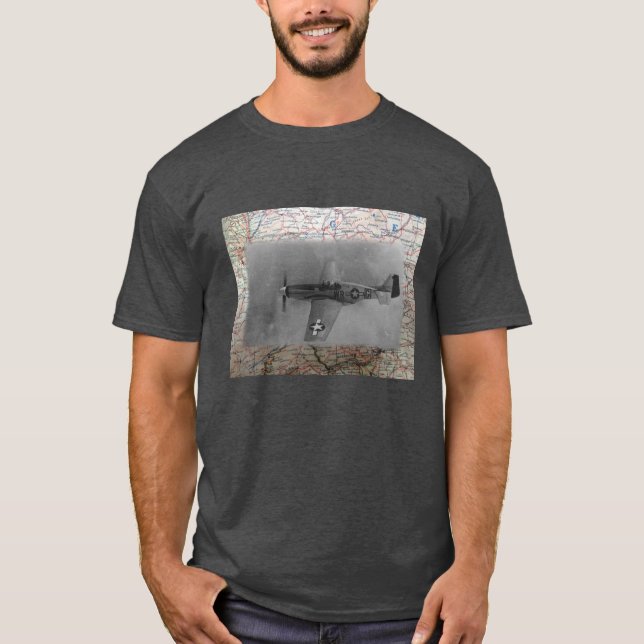 P51 Mustang Over WW2 Germany T-Shirt (Front)