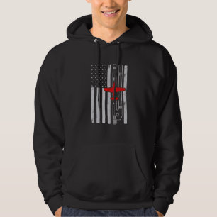 P51 Mustang Ww2 Aeroplane American Flag Runway P51 Hoodie