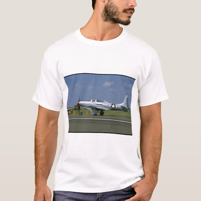 P63 King Cobra, Silver, Left Side_WWII Planes T-Shirt (Front)