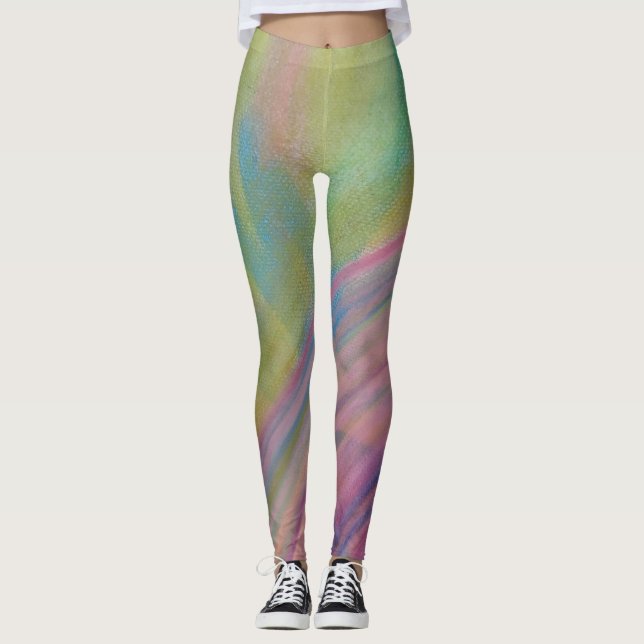 P9 Unique Colourful Abstract Art Leggings (Front)