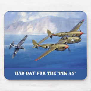 P-38 Aerial Battle with Messerschmitt Mouse Pad