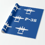 P-38 Lightning Blue & White Wrapping Paper<br><div class="desc">A classic image of the P-38 Lightning WWII fighter plane (in white) on a bright blue background. The perfect wrapping paper for any fan of the Lockheed P-38 Lightning! Available in many different size papers. All proceeds are for the P-38 Associaton, a non-profit, veterans organisation.</div>