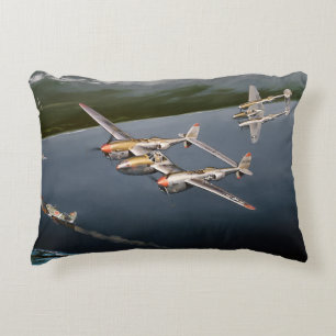 P-38 Lightning in Flight Decorative Cushion