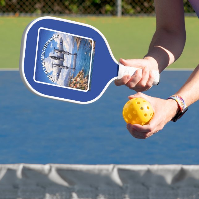 P-38 Lightning Over the Mediterranean Pickleball Paddle (Insitu)