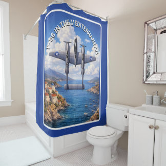 P-38 Lightning Over the Mediterranean Shower Curtain