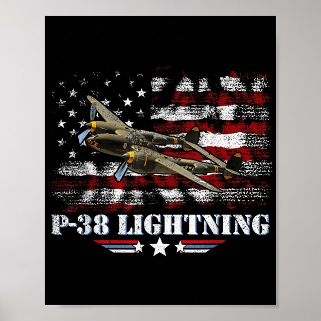P-38 Lightning P38 Ww2 Aircraft Fighter Jet Pilot  Poster (Front)