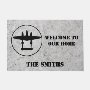 P-38 Logo Welcome to our Home Doormat