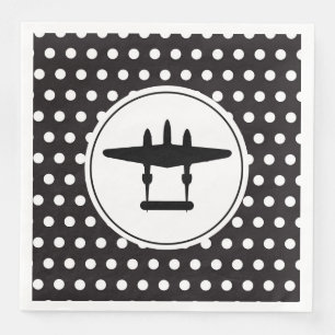 P-38 Silhouette in Circle  on Polka Dot Background Napkin