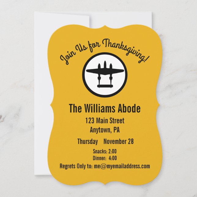 P-38 Thanksgiving Dinner in Pumpkin Pie Orange Invitation (Front)