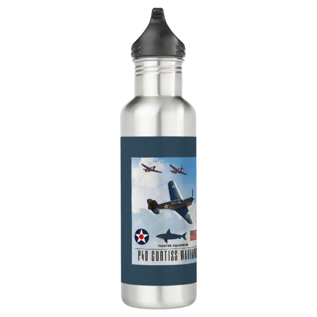 P-40 CURTISS WARHAWK FIGHTER SQUADRON 710 ML WATER BOTTLE (Right)
