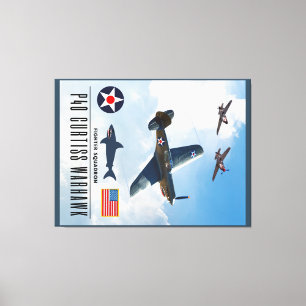 P-40 CURTISS WARHAWK FIGHTER SQUADRON CANVAS PRINT