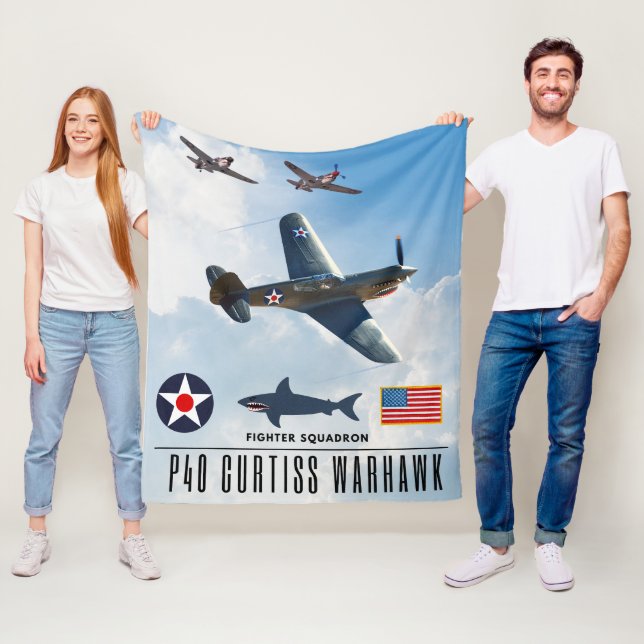 P-40 CURTISS WARHAWK FIGHTER SQUADRON FLEECE BLANKET (In Situ)