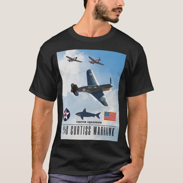 P-40 CURTISS WARHAWK FIGHTER SQUADRON T-Shirt (Front)