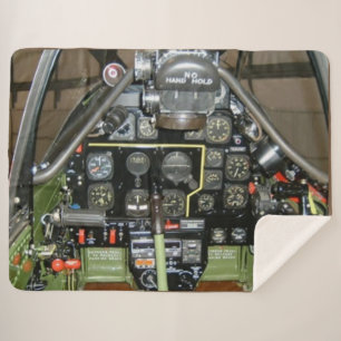 P-51 Cockpit, "Red Tails" of Tuskegge Airmen Fame Sherpa Blanket