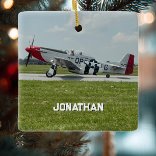 P-51 Mustang Airplane Photo Pilot Personalized Ceramic Ornament
