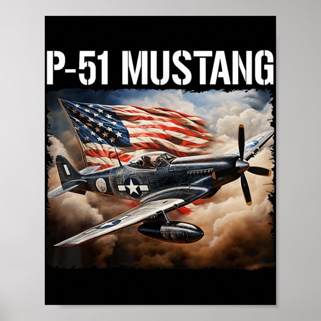 P-51 Mustang American Ww2 Fighter Aeroplane P-51 M Poster (Front)