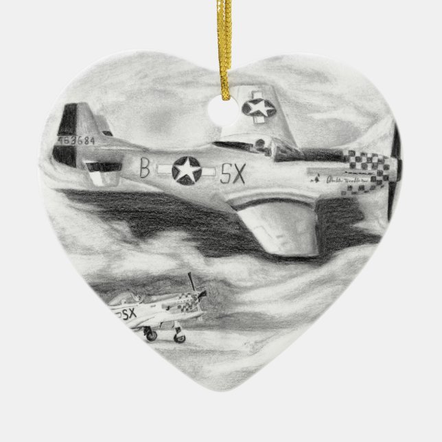 (P-51) Mustang Ceramic Tree Decoration (Front)