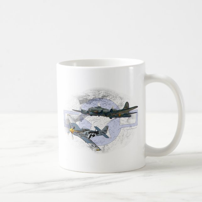 P-51 Mustang flying escort Coffee Mug (Right)