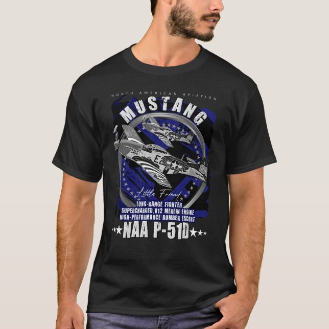 P-51 Mustang North American Aviation WW2 Fighter T-Shirt (Front)