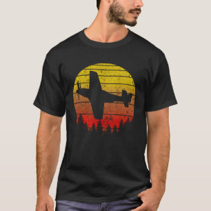 P 51 Mustang WWII Aeroplane Sunrise Vintage Retro T-Shirt