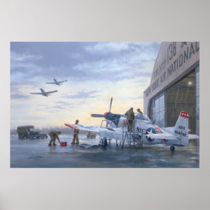 P-51’s on Runway Alert poster 24"x36