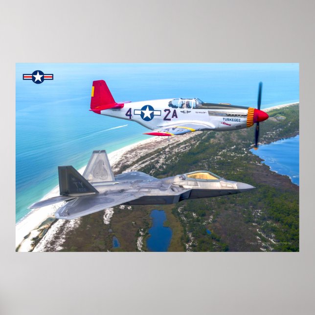 P-51B MUSTANG and F-22A RAPTOR Poster (Front)