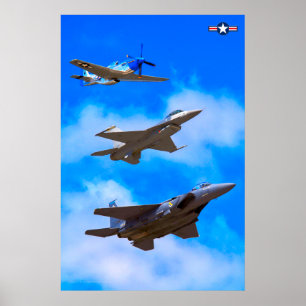 P-51D, F-16C and F-15E Poster
