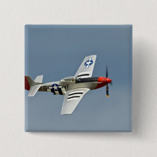 P-51D Mustang Fighter with D-Day markings flying 15 Cm Square Badge