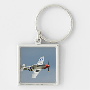 P-51D Mustang Fighter with D-Day markings flying Key Ring