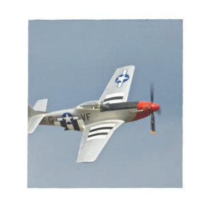 P-51D Mustang Fighter with D-Day markings flying Notepad